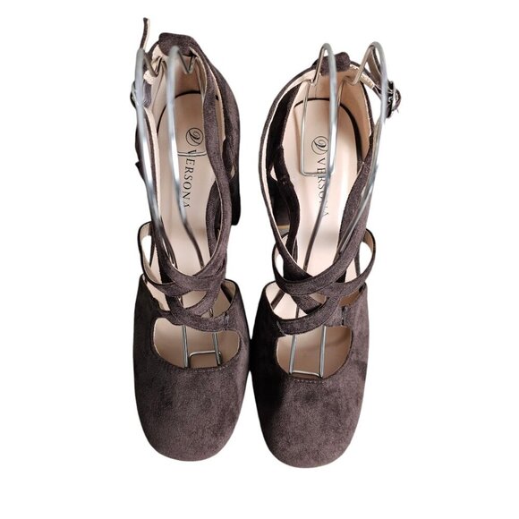 Versona Madison Platform Brown Suede Mary Jane Heel Pump NEW - Picture 8 of 11